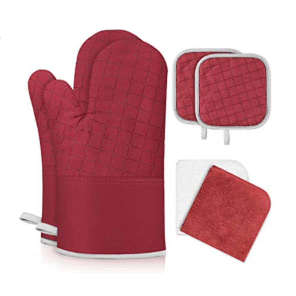 HOT! IXO 6Pc Silicone Surface Oven Mitts and Pot Holders